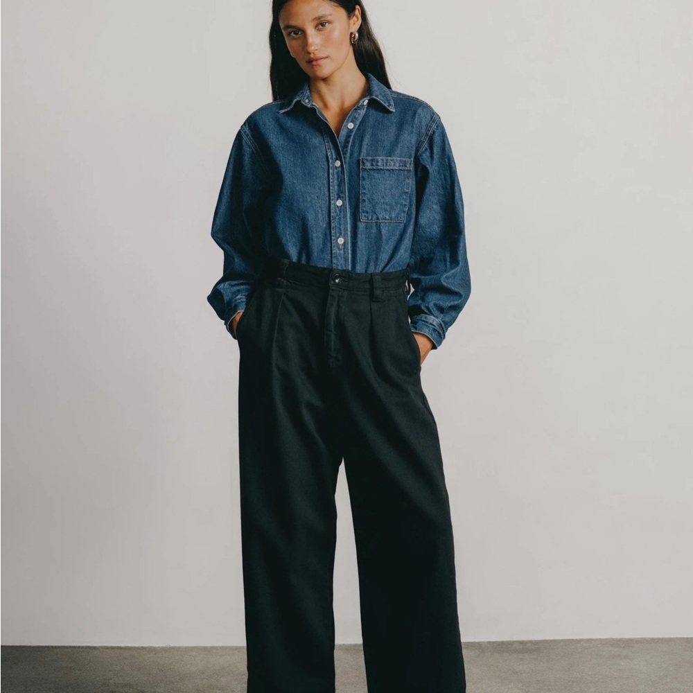 OZMA FIELD PANT(Tencel Bull Denim)Ink Black SIZE SMALL